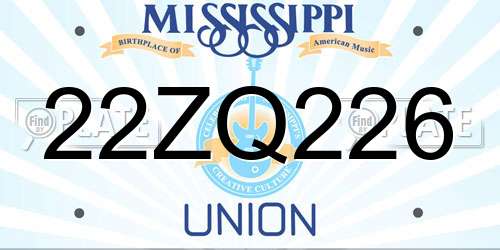 22ZQ226 Mississippi License Plate