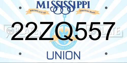 22ZQ557 Mississippi License Plate