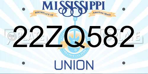 22ZQ582 Mississippi License Plate