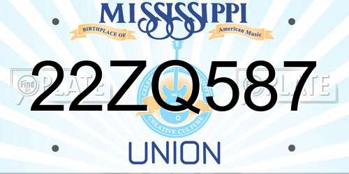 22ZQ587 Mississippi License Plate