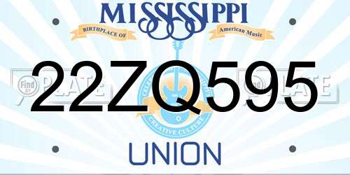 22ZQ595 Mississippi License Plate
