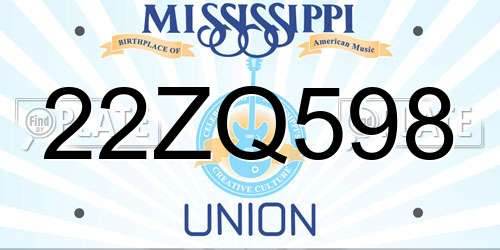 22ZQ598 Mississippi License Plate