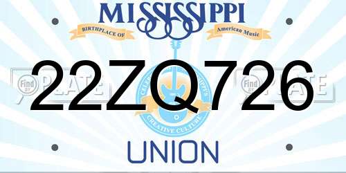 22ZQ726 Mississippi License Plate