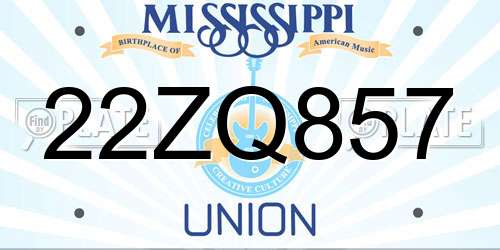 22ZQ857 Mississippi License Plate