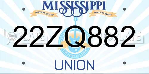 22ZQ882 Mississippi License Plate