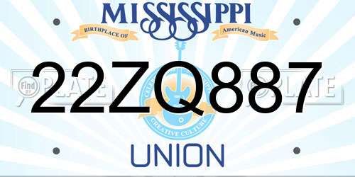 22ZQ887 Mississippi License Plate
