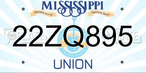 22ZQ895 Mississippi License Plate