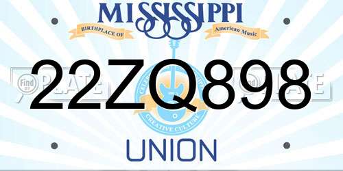 22ZQ898 Mississippi License Plate