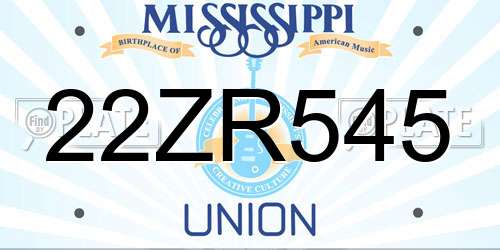 22ZR545 Mississippi License Plate