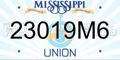 23019M6 Mississippi License Plate