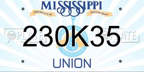 230K35 Mississippi License Plate