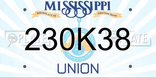 230K38 Mississippi License Plate