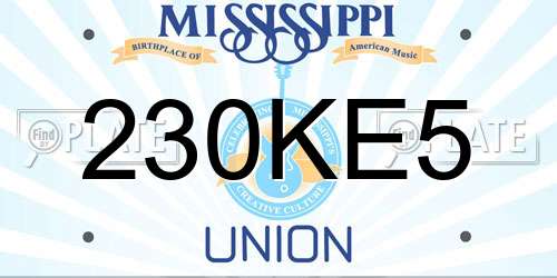 230KE5 Mississippi License Plate