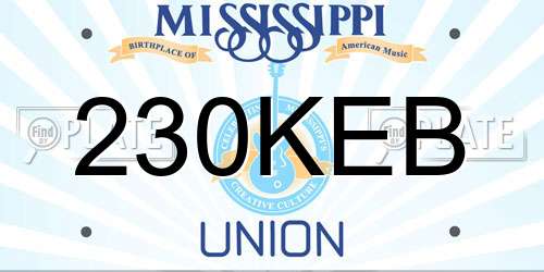 230KEB Mississippi License Plate