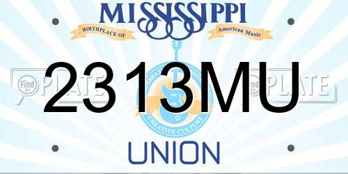 2313MU Mississippi License Plate