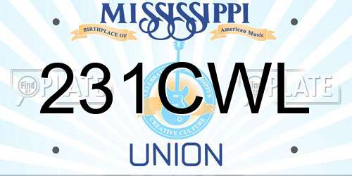 231CWL Mississippi License Plate