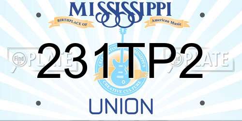 231TP2 Mississippi License Plate