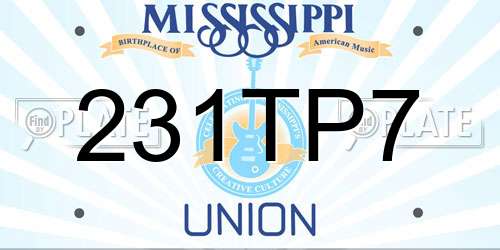 231TP7 Mississippi License Plate