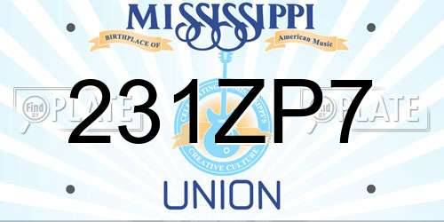 231ZP7 Mississippi License Plate