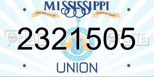 2321505 Mississippi License Plate