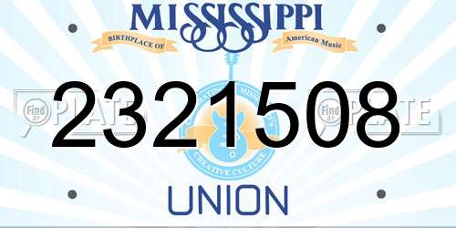 2321508 Mississippi License Plate