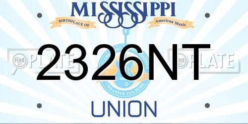 2326NT Mississippi License Plate