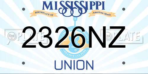 2326NZ Mississippi License Plate