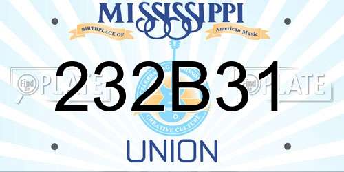 232B31 Mississippi License Plate