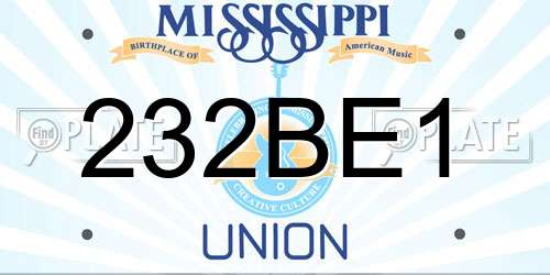 232BE1 Mississippi License Plate
