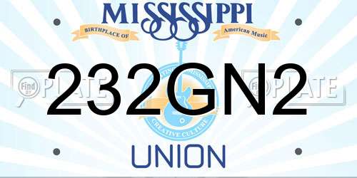 232GN2 Mississippi License Plate