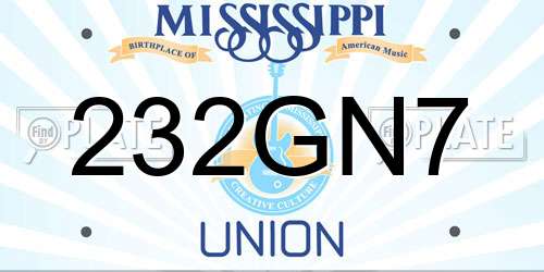 232GN7 Mississippi License Plate