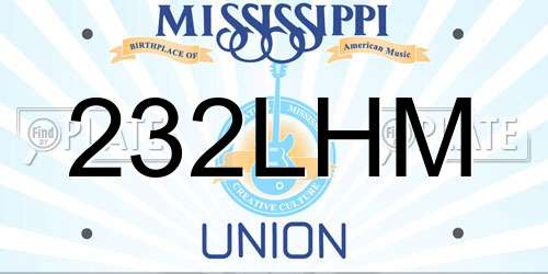 232LHM Mississippi License Plate