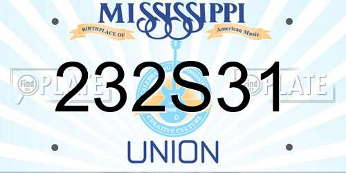 232S31 Mississippi License Plate