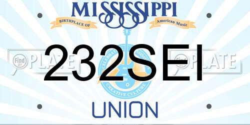 232SEI Mississippi License Plate