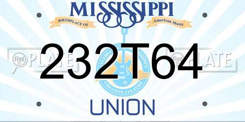 232T64 Mississippi License Plate