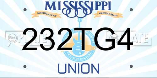 232TG4 Mississippi License Plate