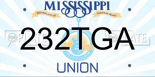 232TGA Mississippi License Plate