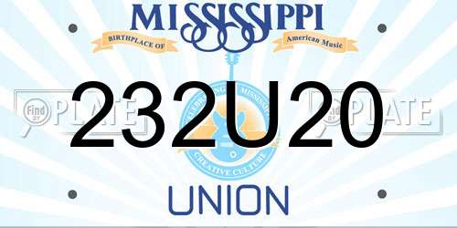 232U20 Mississippi License Plate