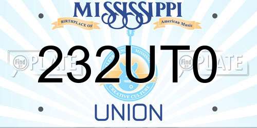 232UT0 Mississippi License Plate