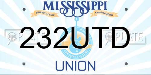 232UTD Mississippi License Plate