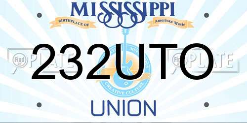 232UTO Mississippi License Plate