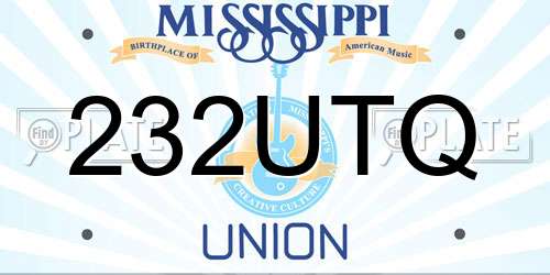 232UTQ Mississippi License Plate
