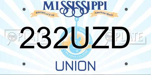 232UZD Mississippi License Plate