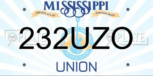 232UZO Mississippi License Plate