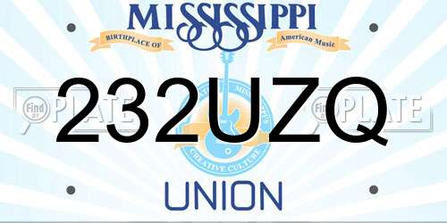232UZQ Mississippi License Plate