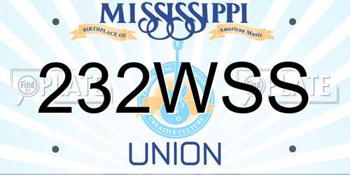 232WSS Mississippi License Plate