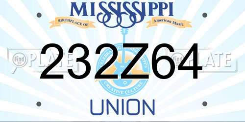 232Z64 Mississippi License Plate