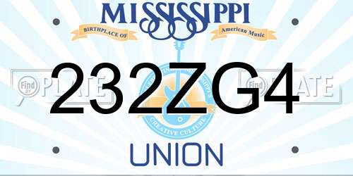 232ZG4 Mississippi License Plate