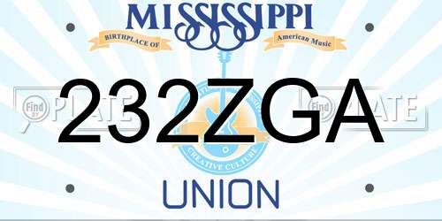 232ZGA Mississippi License Plate