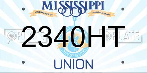 2340HT Mississippi License Plate